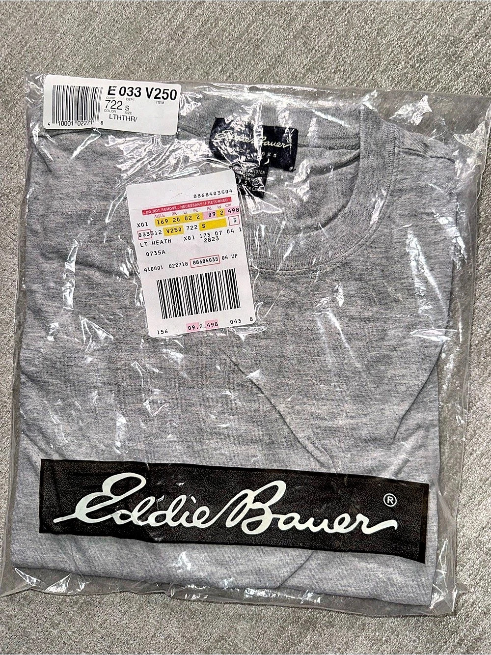 Vintage 1998 Eddie Bauer Gray Long Sleeve T-Shirt Men’s Small NIP Deadstock